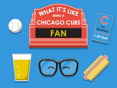 What it's like being a Cubs fan baseball cubs flat illustration