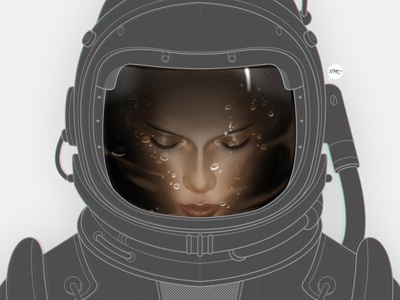 Astrogirl 2 astronaut bubbles face girl portrait