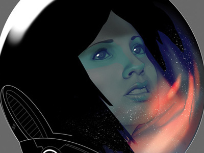 Astrogirl astronaut face girl portrait reflection stars