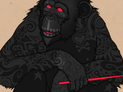 The Big Dirty drummer drumsticks gorilla monkey tattoos
