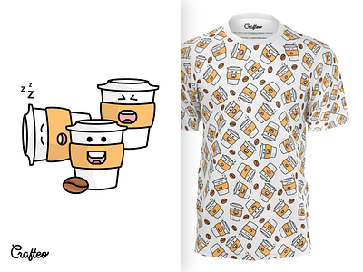 Mens Tshirt With Coffe Cups Pattern