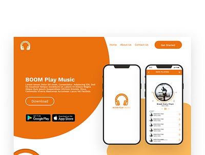 Landing page for Bommplay music app branding design ui ui ux uidesign uidesign ux uiux uiux ui uidesign ux web website