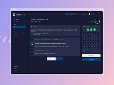 Course Based Test UI Design