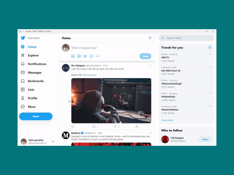 Light to Dark mode Interaction adobexd aftereffects animation clean creative dark dark mode dark theme dark ui india interaction interactiondesign light light to dark switch twitter ui uiux ux