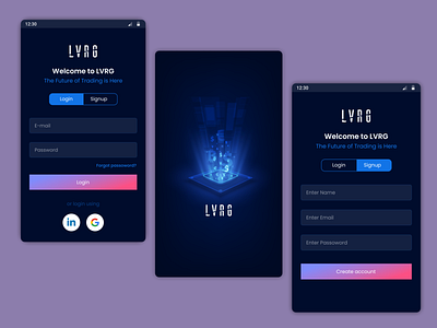 LVRG | Forex Trading blockchain clean creative dailyui dark dark ui design dollar figma figmadesign foreign login minimal rupee signup trade ui uiux ux