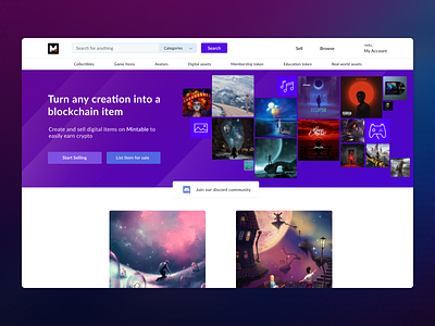 Mintable | Art selling plateform art blockchain branding clean creative figma minimal mintable purple simple ui ui design uidesign uiux ux website white