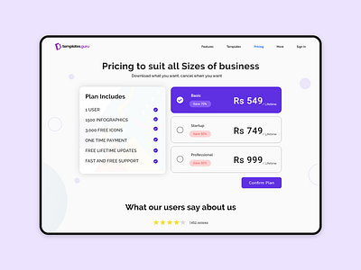 Subscription Page | Templates.guru adobexd clean color creative creative design dailyui infographic minimal purple simple subscription templates ui ux