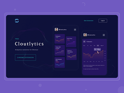 Cloutlytics | Analytics solutions analytics branding chrome creative dailyui dark extension graphs homepage pattern solution solutions track tracking ui ux website