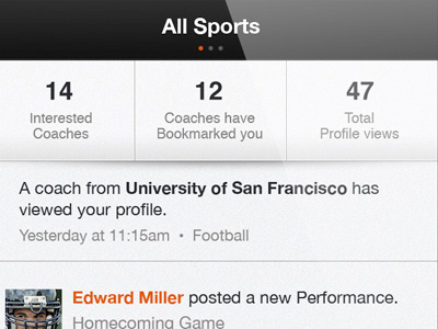 Mobile Feed activity feed ios mobile sports ui