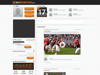 beRecruited Dashboard Redesign