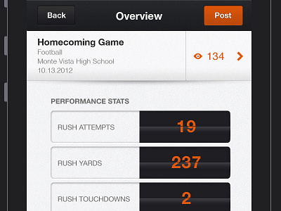 beRecruited Recap app football ios iphone mobile sports stats ui views