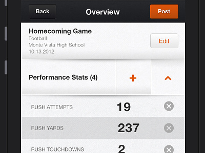 Performance app football ios iphone mobile sports stats ui views
