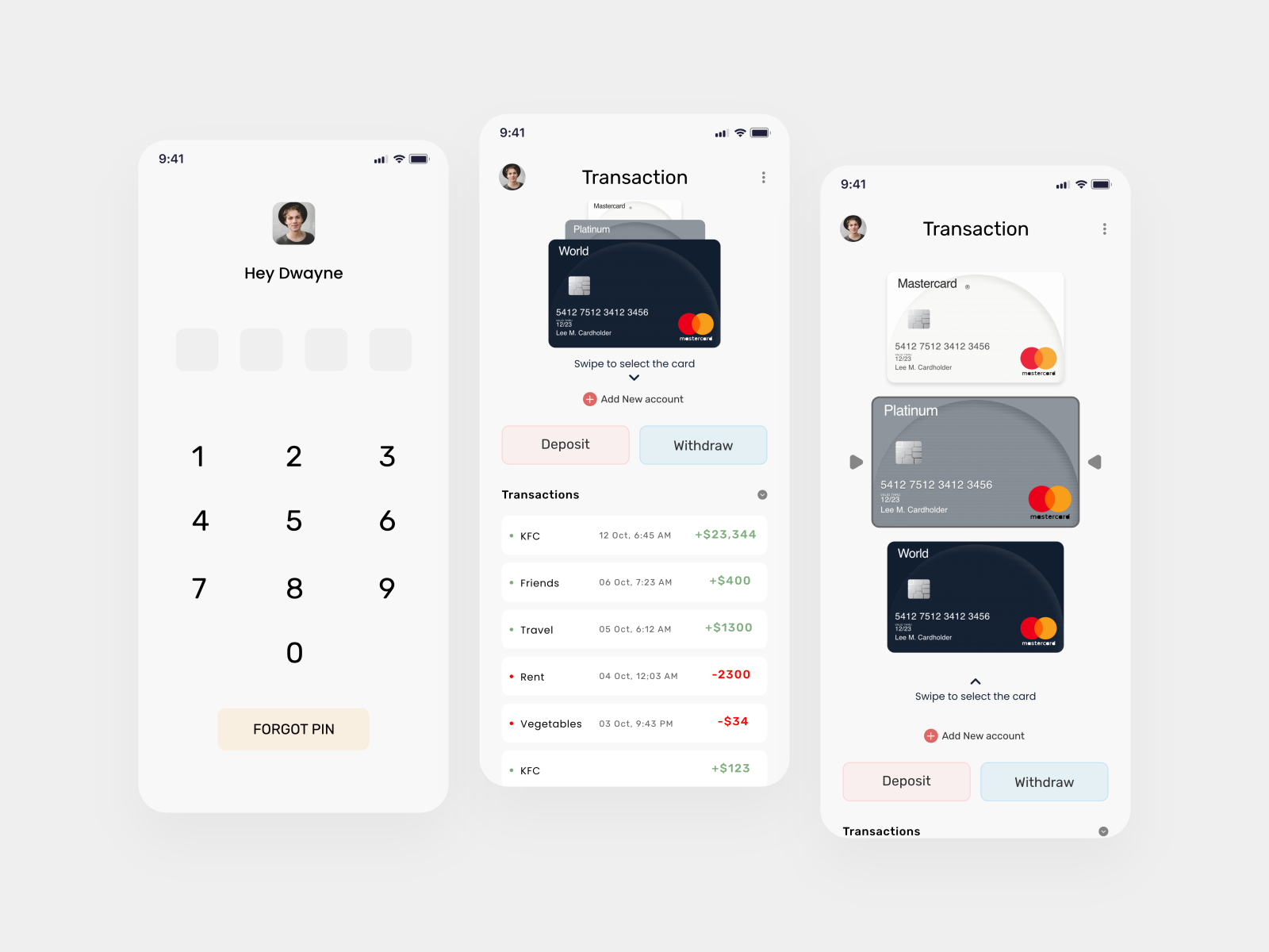 Credit card App by Prithviraj - UX Designer on Dribbble