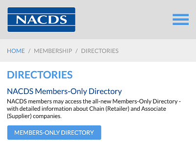 Nacds directories mobile layout mobile responsive ui ux website