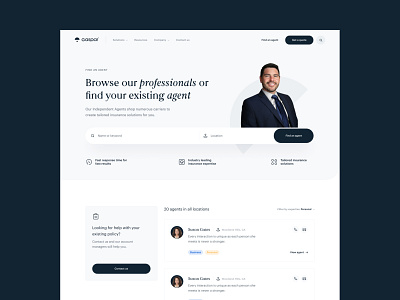 Insurance Company Agent Page agents filters insurance ui design ux web design