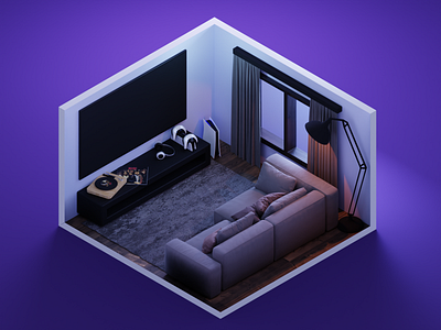 Isometric Living Room 3d 3d modeling blender cycles illustration render room