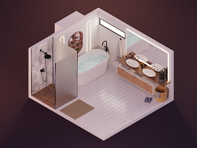Isometric Bathroom 3d 3d modeling blender cycles isometric bathroom render