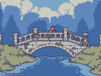 Bridge in the forest 16bit 8bit artwork environment design game art game design gameart illustration pixel art pixelart