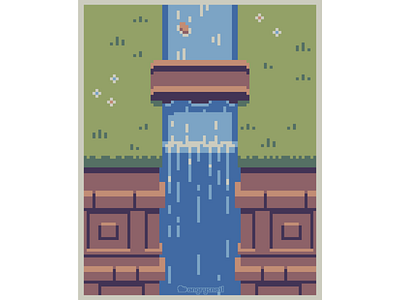 Waterfall 16bit 8bit artwork environment design game design gameart illustration pixel pixel art pixelart