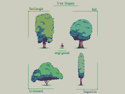 Tree Shapes 8bit artwork environment design game design gameart illustration nature pixel art pixelart sprite tree