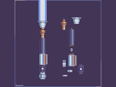 Obi-Wan's lightsaber 16bit 8bit design gameart illustration lightsaber logo obi wan obi wan obiwan pixel art pixelart sci fi star wars ui weapon