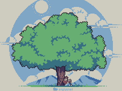 Reading under a tree 16bit 8bit 8bitart firstshot gameart illustration pixel pixel art pixelart pixels sprite