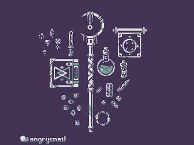 Wizard s inventory 16bit 8bit 8bitart artwork design game design gameart logo pixel art pixelart