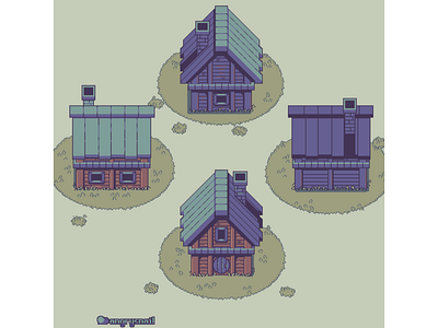 Topdown pixelart house from all 4 sides 16bit 8bit architecture artwork environment design game design gameart illustration pixelart retro