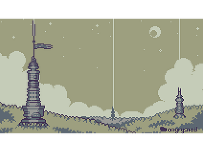 Signal Towers 8bit 8bitart artwork environment design gameart illustration pixel art pixelart sci fi scifi sprite