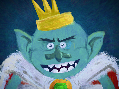 Troll crown digital painting. gem king trolls