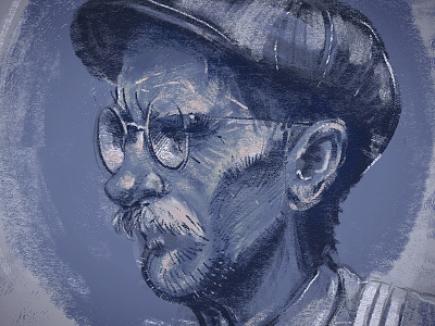 Blue Man blue digital glasses man mustache painting