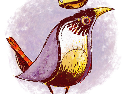 King Wren bird crown drawn feather photoshop