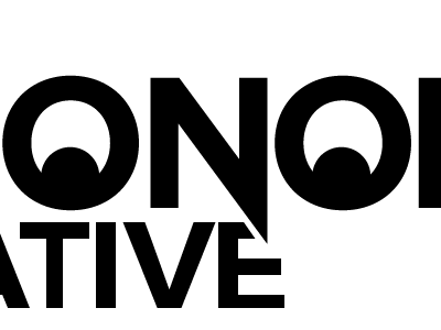Aronoff Creative logo, playing around eyes identity logo san serif typography