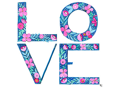 Love florals florals gouache lettering love