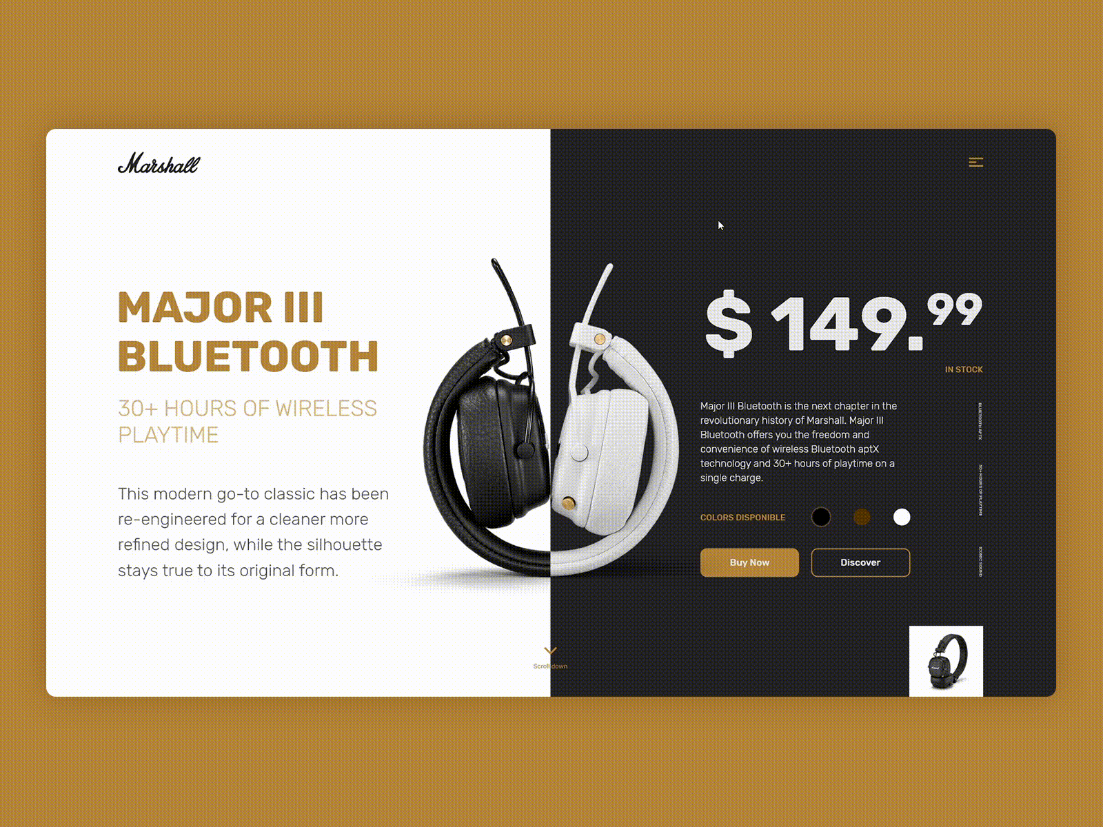 Marshall Major III | Landing Page headphones landing page design landingpage marshall ui ui design