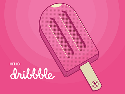 Hello Dribbble! halftone illustration