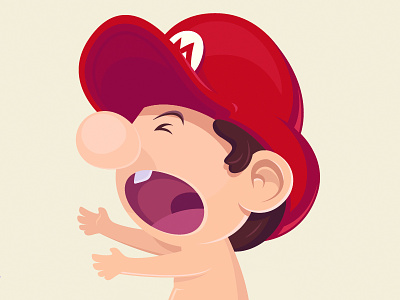 Baby Mario Wahhh baby baby mario cap cartoon character character design clean color crisp drawing hair hands hat highlights illustration illustrator infant junior mario mouth nintendo nose red toddler vector video video game video games