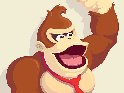 Donkey Kong animal ape awesome character design clean crisp dk donkey kong fan art highlights illustration king kong kong monkey mouth nintendo red shading shadow tie tongue vector video game