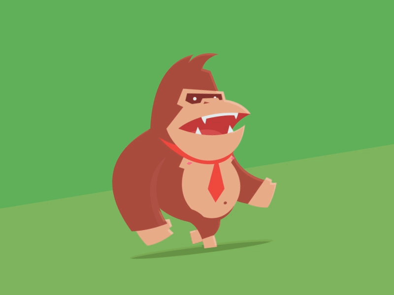 Donkey Kong walking like a BAWSE animal animation ape brown character donkey kong gorilla illustration monkey nintendo vector walking