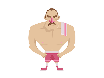 Manly Fitness Man bulky character design fitness flat funny illustration man muscle mustache pink vector