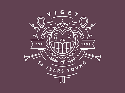 Jester Shirt Design for Viget amusement park clown design emblem jester line art shirt simple viget