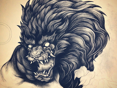 Dark Lion animal art beast charcoal dark design drawing evil illustration line lion