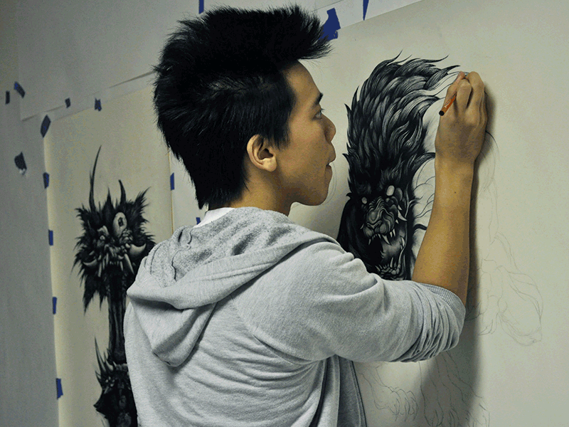 Lion Drawing Process (GIF) art charcoal drawing illustration lion pencil process timelapse