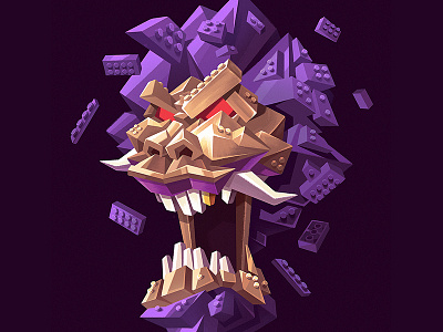 Lego x Beast Mode ape art cubism dc digital painting geometric illustration lego monkey purple teeth