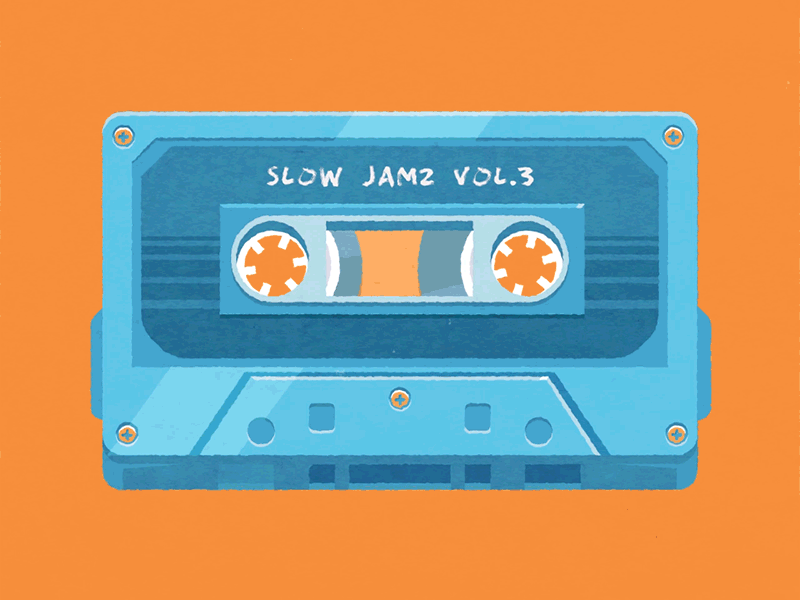 Cassette Animation animation blue cassette circle device drawing flat illustration joseph le orange vector wheels