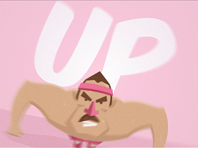 Pushup Pete animation character exercise motion mustache pete pink pushup vector workout