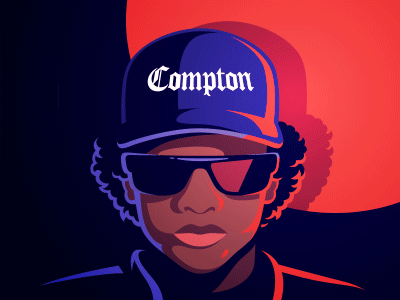 Eazy E animation blue eazy e gangsta hip hop illustration lighting nwa red sunglasses vector