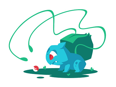 Bulbasaur bulbasaur cute flat green illustration joseph le minimalism monster plant pokemon vector viget