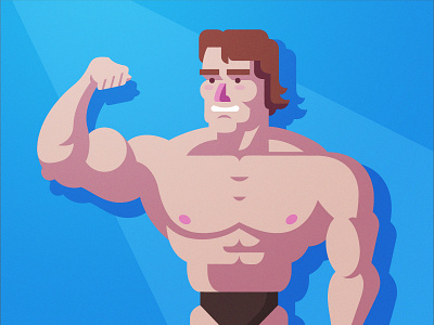 Arnold - Mr. Olympia arnold blue character design fitness flat illustration joseph le minimalism muscles olympia vector viget