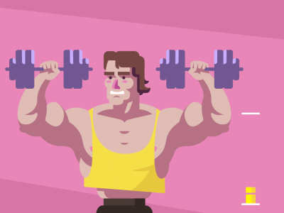 Screw noodle arms! animation arnold character design fitness game joseph minimalism mobile muscle pink vector viget